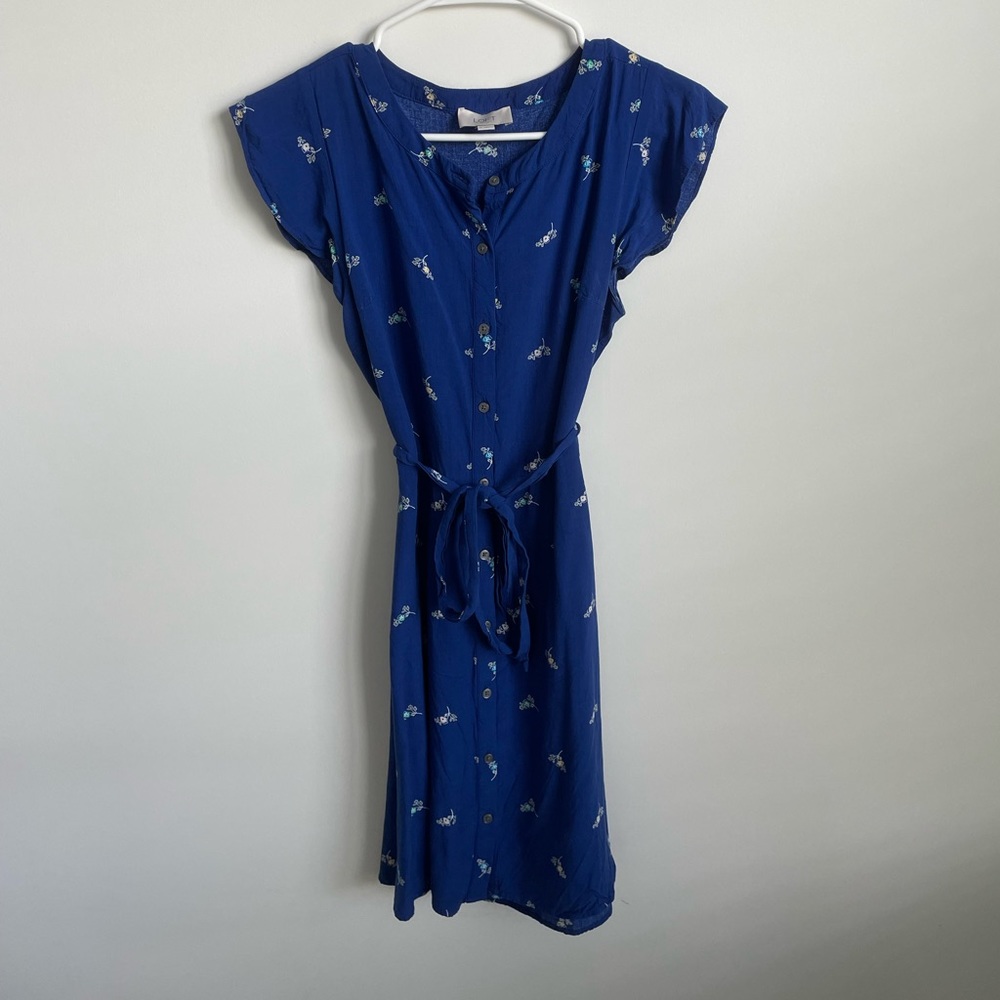Loft Outlet Blue Button-Up Dress